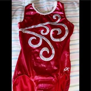Red and silver gymnastics leotard Adult Medium
